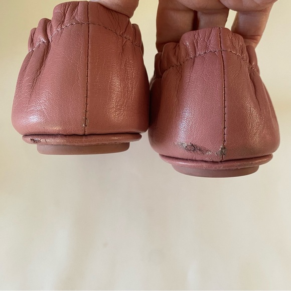 Tory Burch Minnie Travel with Leather Logo Ballet Flat Size 8 Rosa Pink - Picture 6 of 11